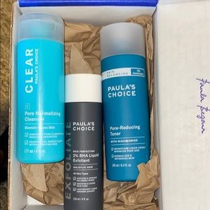 Paulas choice skincare cleanser, toner, exfoliant